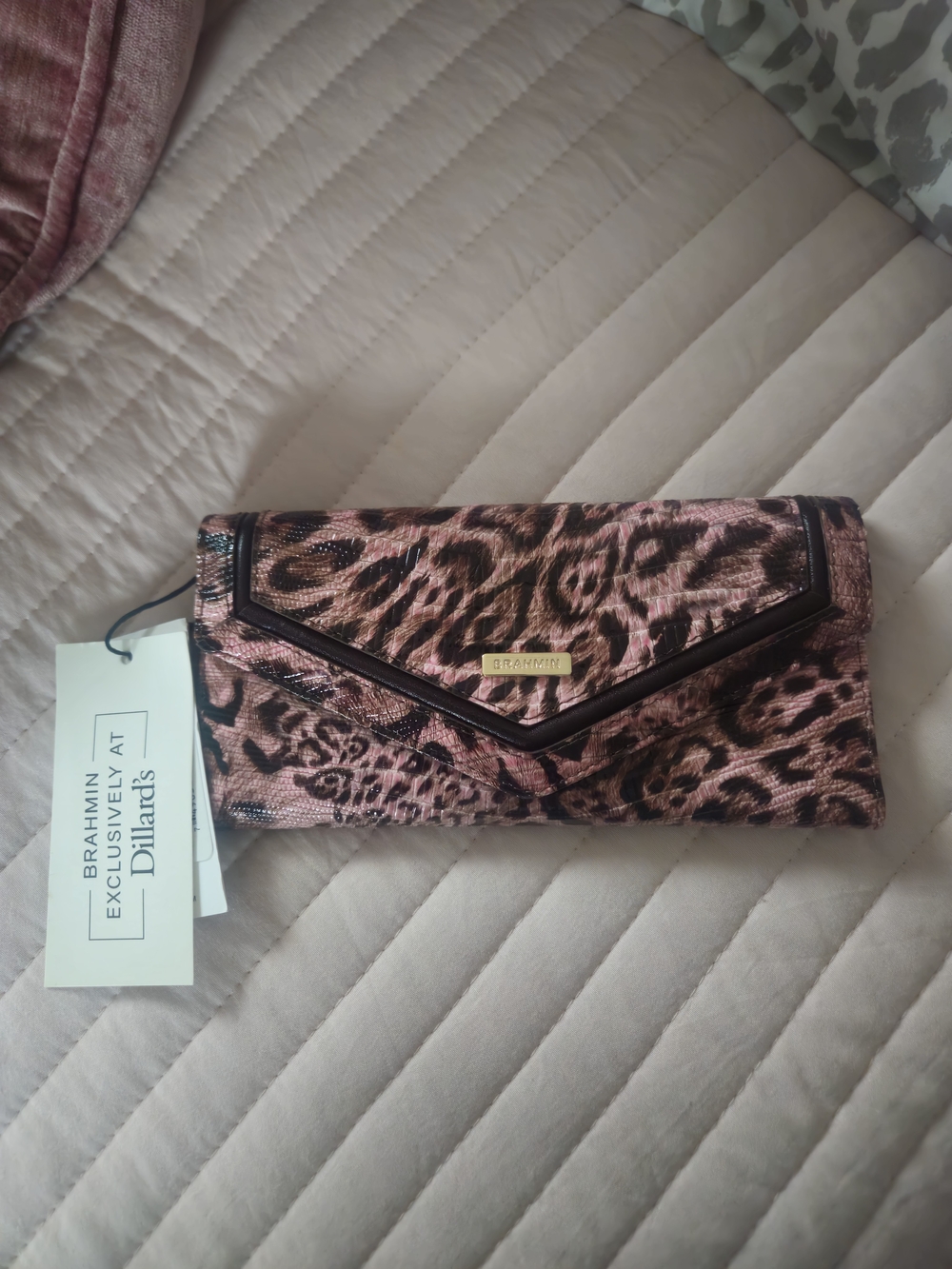 Brahmin Pink and Brown Leopard Blush Winslet Veronica Wallet NWT